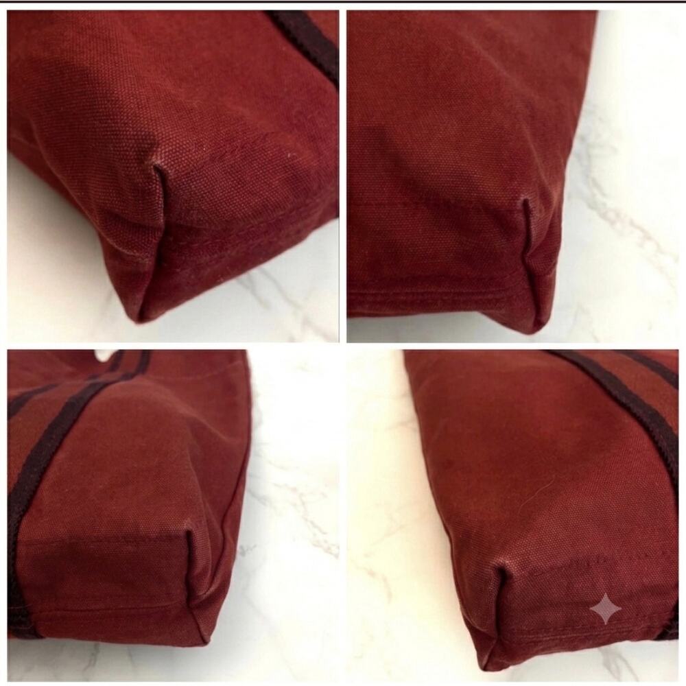Hermes Vintage Fourre-Tout Cabas Tote in Bordeaux / Burgundy Canvas GUC with COA - Picture 5 of 8
